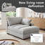 Oversized Upholstered Grey Chenille Chaise Lounge with Armrests & Throw Pillows-1717313409