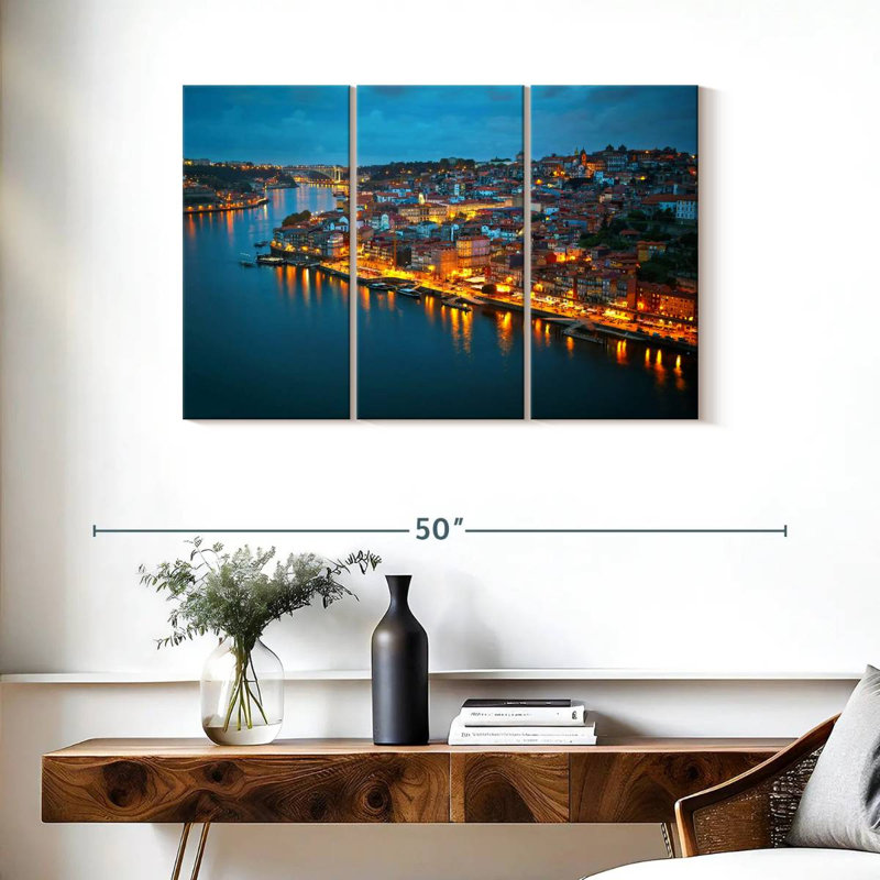 Lumières du port de Porto, H 24 po x l 38 po