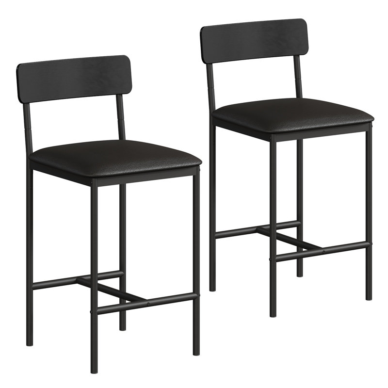 Counter Stool with Metal Frame, Black