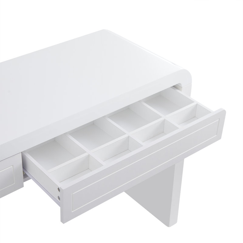 Caro Modern MDF Console Table With Curved Corners And 2 Drawers