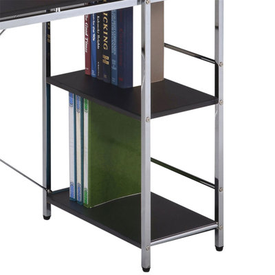 Bureau d'écriture Elvis & Chrome avec tablettes (sans les chaises de bureau)