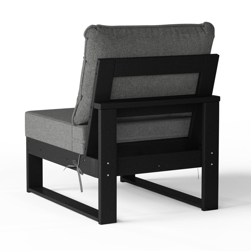 Patio Deep Seating Armless Chair With Frame, Gray, Black