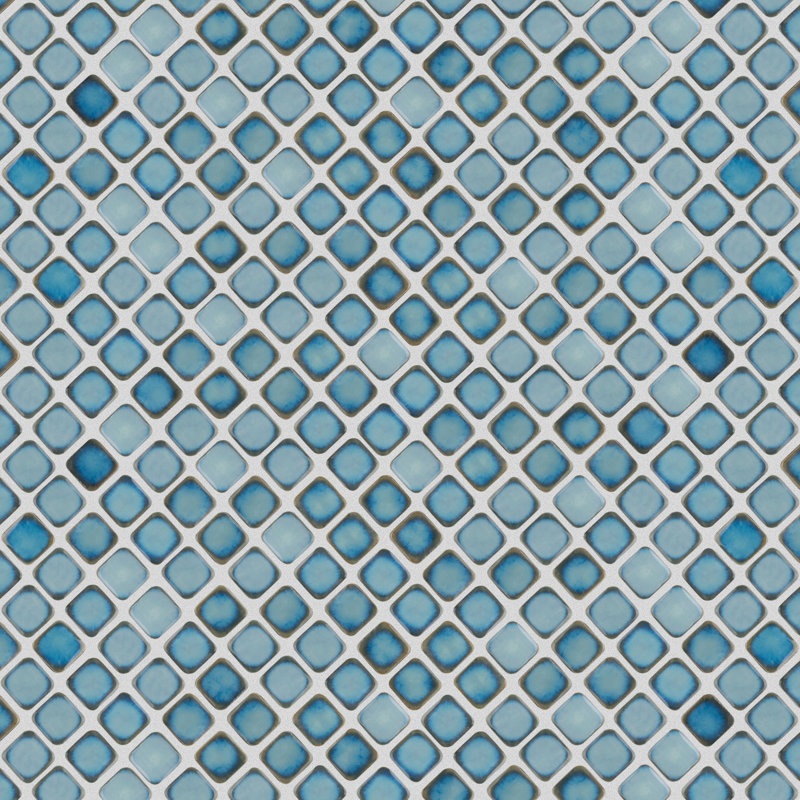 Hudson Diamond 12-1/4 " x 12-3/8 " Porcelain Mosaic Floor & Wall Tile, Marine