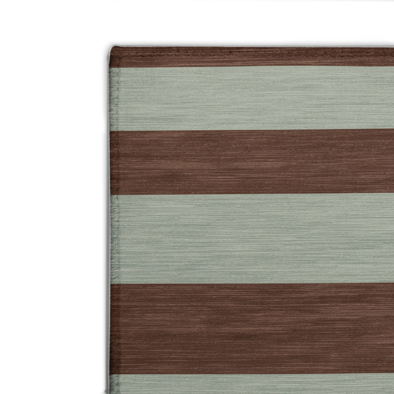 Tapis intérieur / extérieur brun HorizontalStripes, Rectangulaire 8 pi x 10 pi