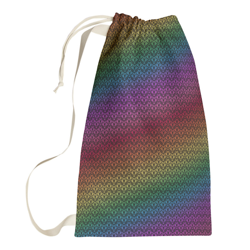 Leffel Fabric Laundry Bag with Handles, Large (76.5" H x 29.5" W x 1.5" D), Black/Rainbow