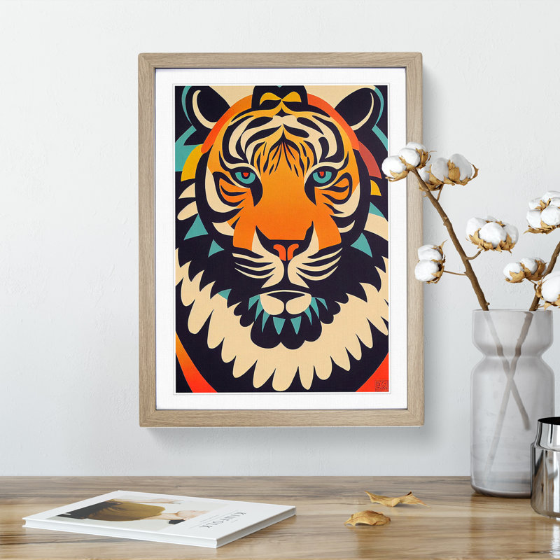 Tiger - Framed Print, Oak Framed, 34cm H x 25cm W x 2cm D