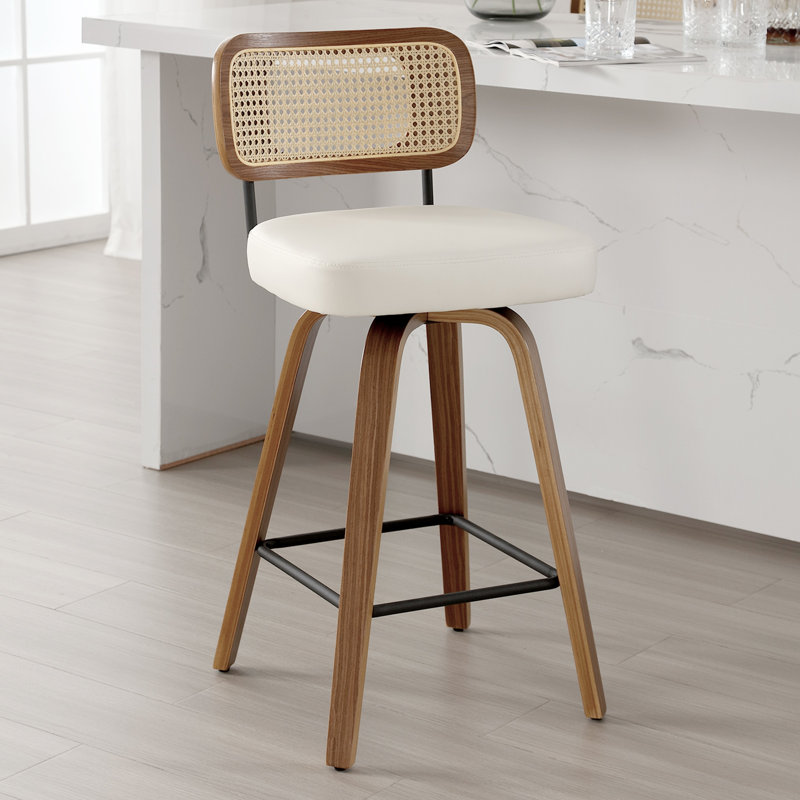 Tabouret de bar et de comptoir Julieza, Blanc, Tabouret de bar (siège d'une hauteur de 29 po), Brun