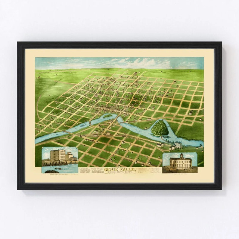 «Sioux Falls Art 1891 Vintage Map Print»