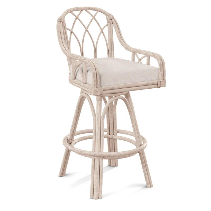 Tabouret de comptoir pivotant 24 po Edgewater, Performance blanc sucre; 0863-91, Pierre grise