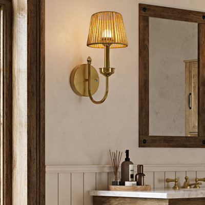 Set of 2 Rechargeable Wireless Dimmable Wall Sconces With Rope Weave Shade & Remote (Set Of 2)