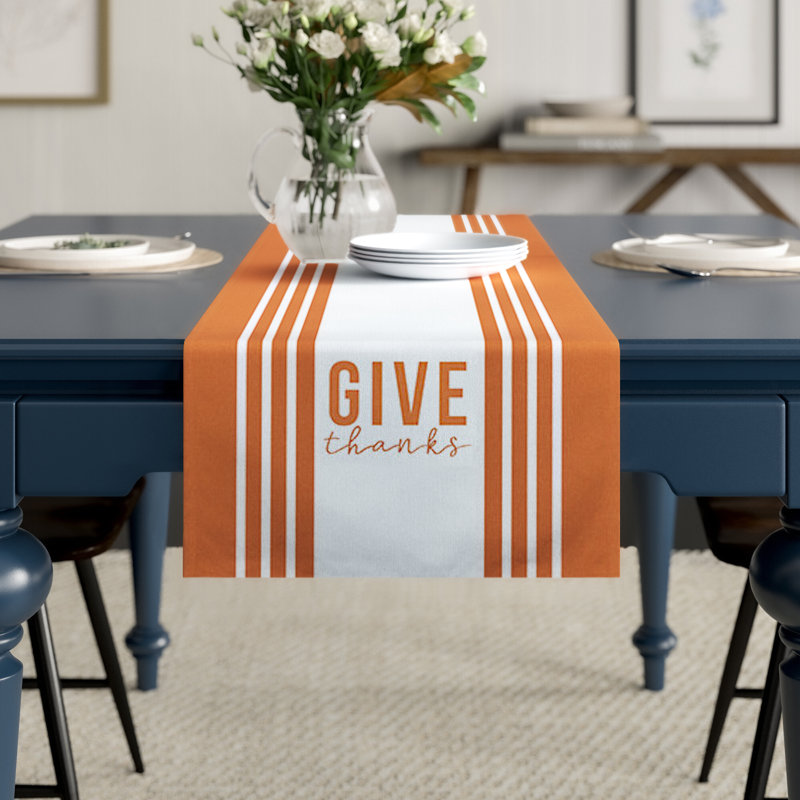 Laverty Striped Cotton Blend Thanksgiving Table Runner, 90" x 16"