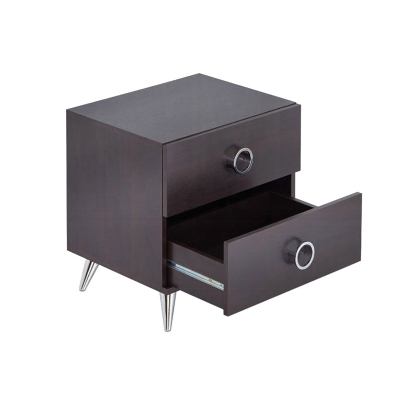 Table de chevet 2 tiroirs en MDF avec pieds en plastique