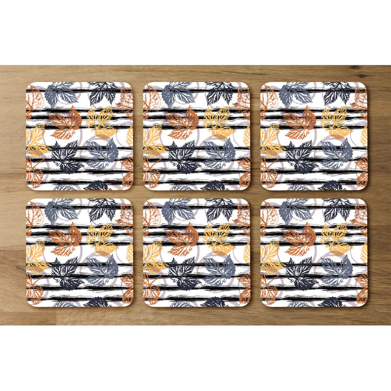 Square 6 Piece Coaster Set, Grey