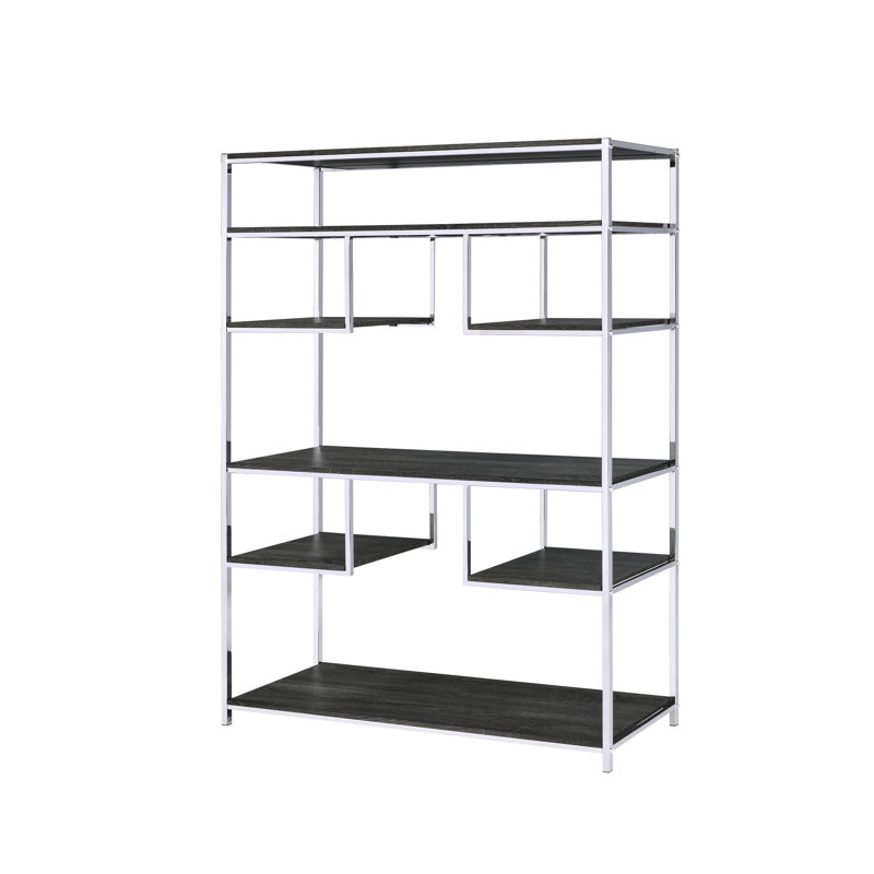 Elegant Gray Oak And Bookshelf For Living Room Use Rustic-Chic With Modern Base