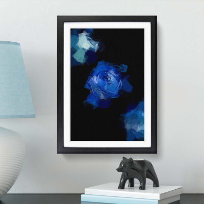 Trio of Blue Roses in Abstract - Framed Print