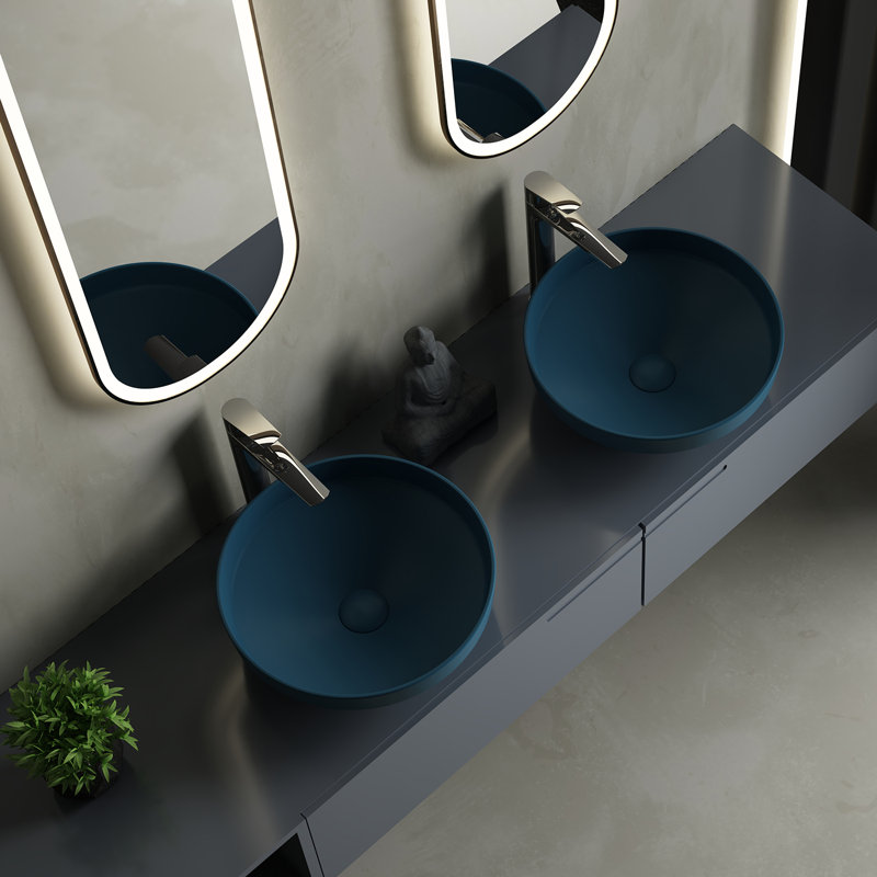Fly 15.7" Vessel Bathroom Sink, Matte Blue