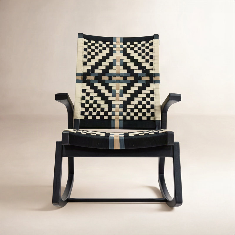Chaise berçante Amador, Motif colonial, Black