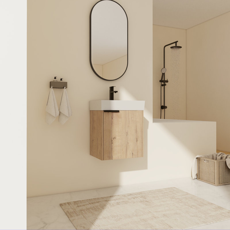 Jakaylen 19.03 " W Wall Mounted 1 Single Vanity Bathroom Vanity With Ceramic Top