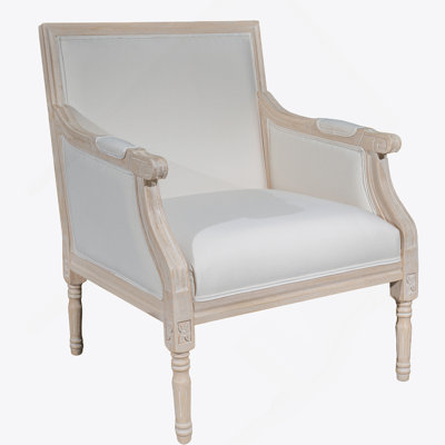 Fauteuil d'appoint français avec cadre en bois et revêtement en lin