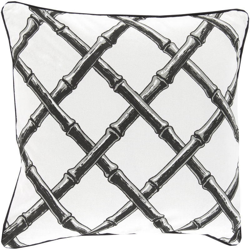 Geometric 100% Cotton Throw Pillow, Charcoal, Down
