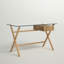 Kol Glass Top Metal Base Writing Desk