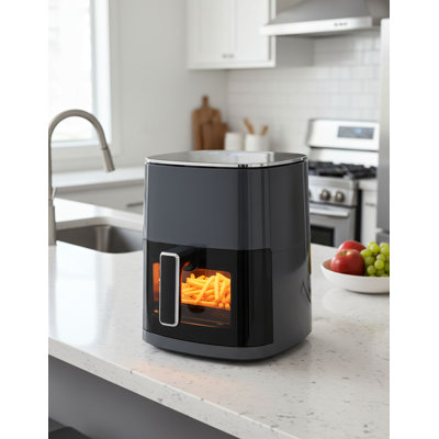 Gray 6.3 Quart Digital Air Fryer With Viewing Window + 12 Presets, Non-Stick Basket, Dishwasher Compatible, Super Convenient For Home Use