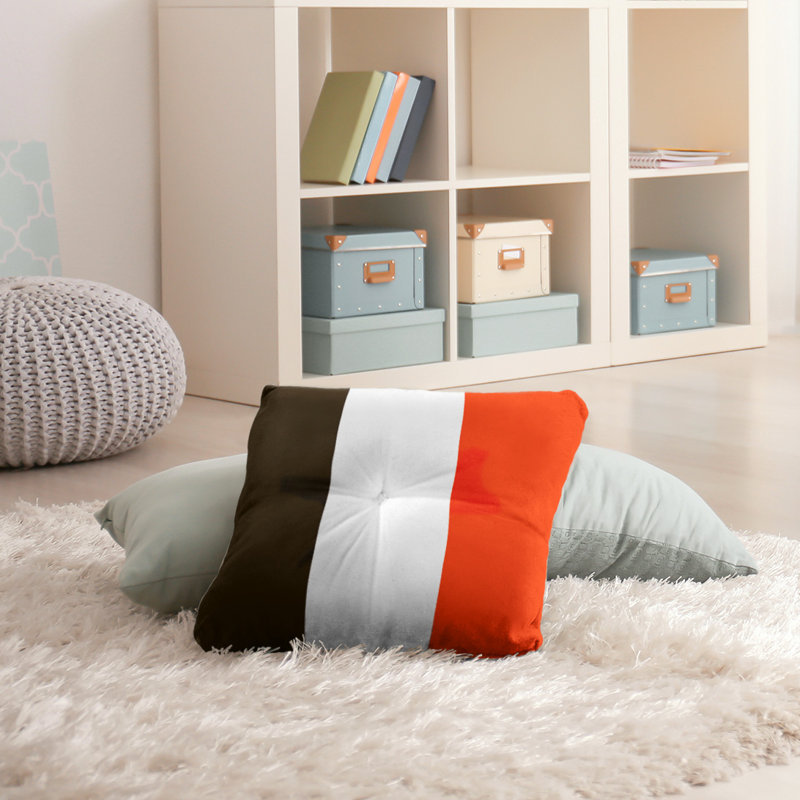 Coussin de plancher touffeté , 26 po x 26 po, Brun / Orange