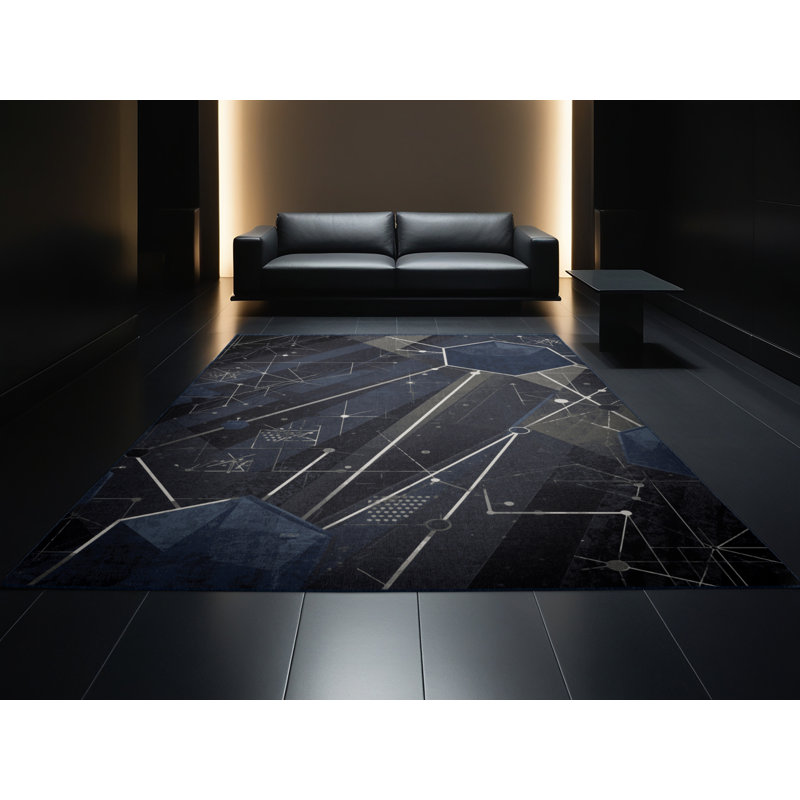 Tapis gris doux et moelleux à motif géométrique Ristaino, 7 x 10