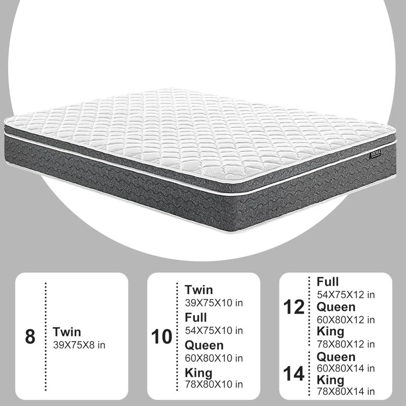 Gel Memory Foam Coils Innerspring Hybrid Mattress, King, 12"