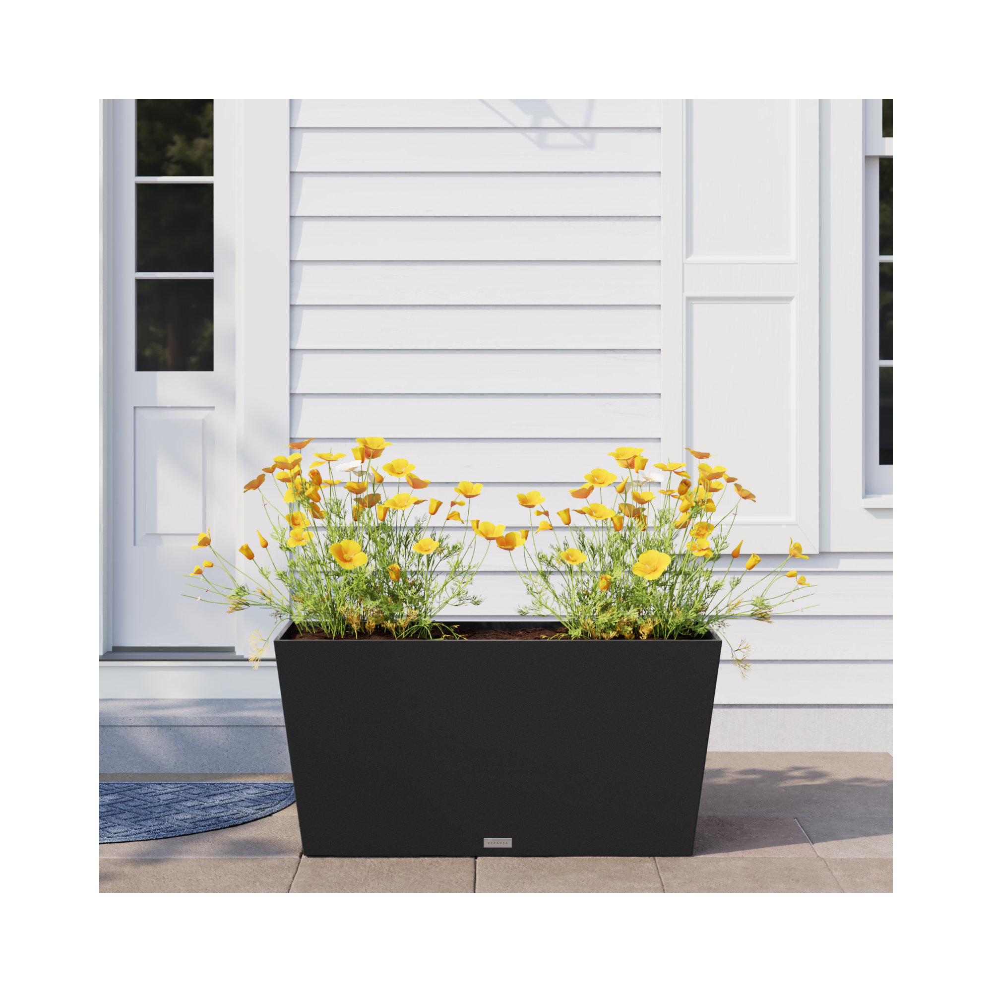 Pure Series Midori Planter, Black, 2, 19.75" H x 39.5" W x 12.5" D