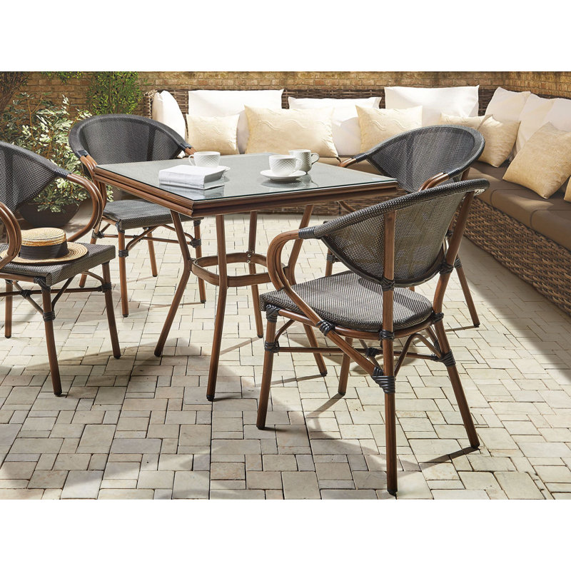Genie Stacking Patio Dining Armchair with Cushion, Grey