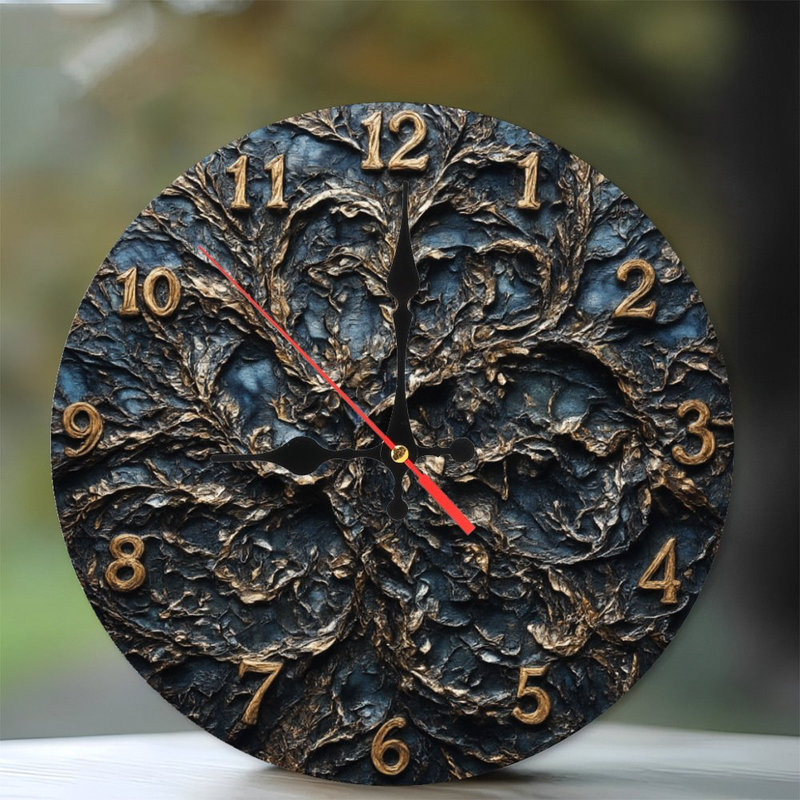 Cadran de l'horloge avec textures dorées biologiques