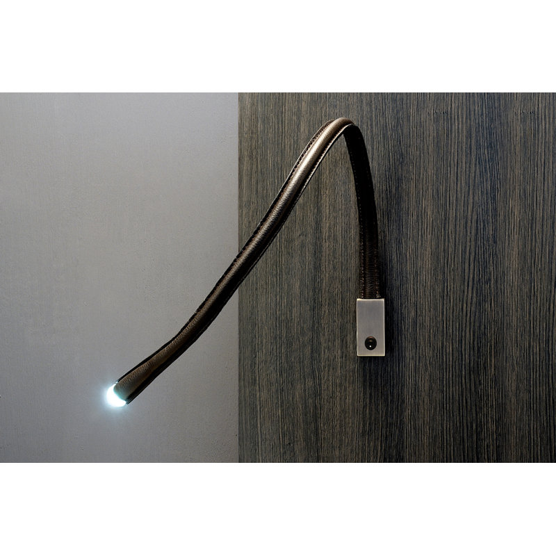 Flexiled Ap Leather 1-Light Spotlight, Black , Satin Nickel, 23.6" H x 4" W x 2" D