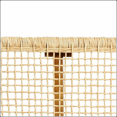 Banc extérieur sans dossier en bois d'acacia durable et siège en faux rotin Angie, parfait pour la terrasse et le jardin
