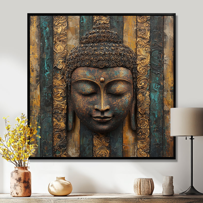 Impression sur toile de Bouddha, "Whispering Path Of Buddhism III", H 30 po x l 30 po, Noir