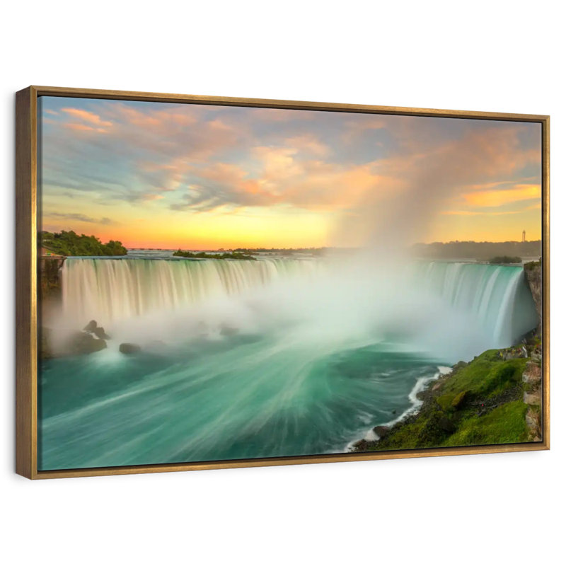 Paysage des chutes du Niagara, Cadre flottant doré, 31 po x 21 po
