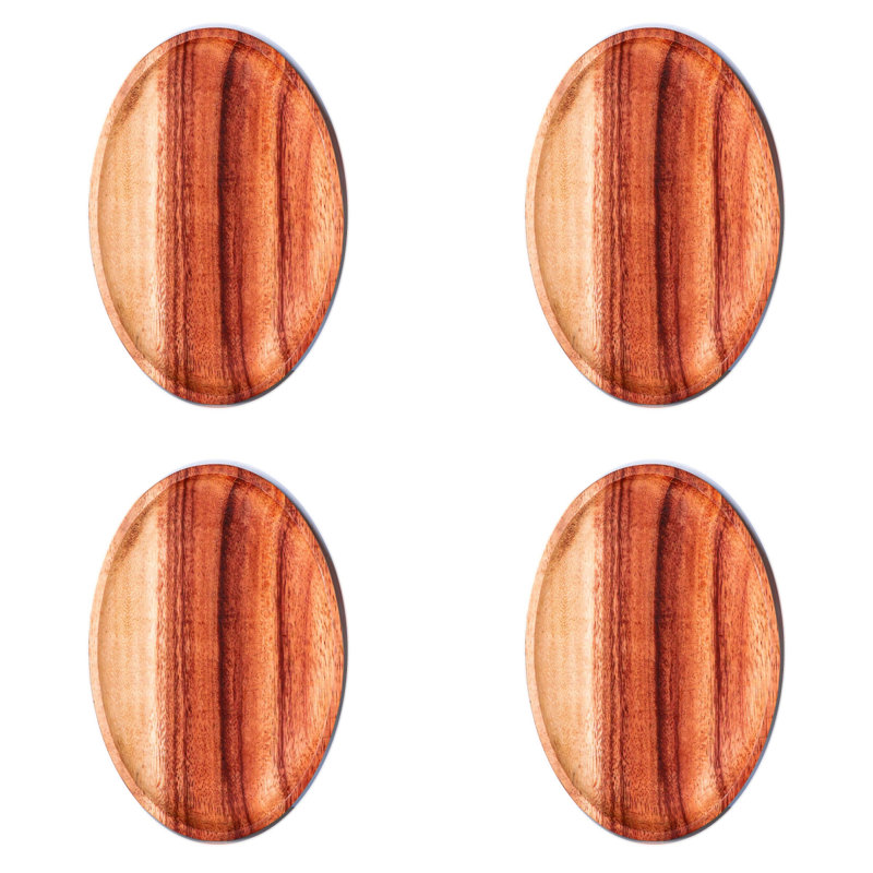 Ensemble de 4 assiettes ovales en bois d'acacia