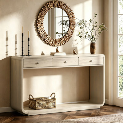 Console antique avec tiroirs et pieds courbés