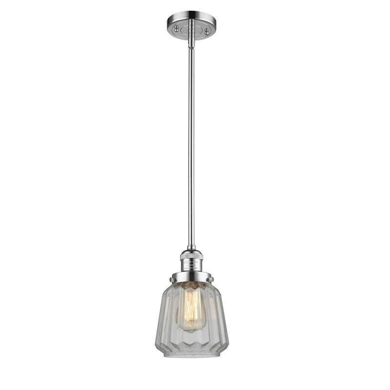 Luminaire suspendu en forme de cloche à 1 lumière Vinny, Transparent, Chrome poli, Ampoule non incluse