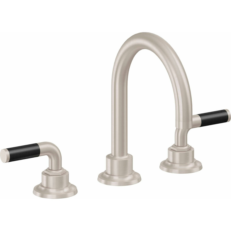 Descanso 8" Widespread Lavatory Faucet with Carbon Fiber Handle and Completely Finished ZeroDrain, Satin Nickel