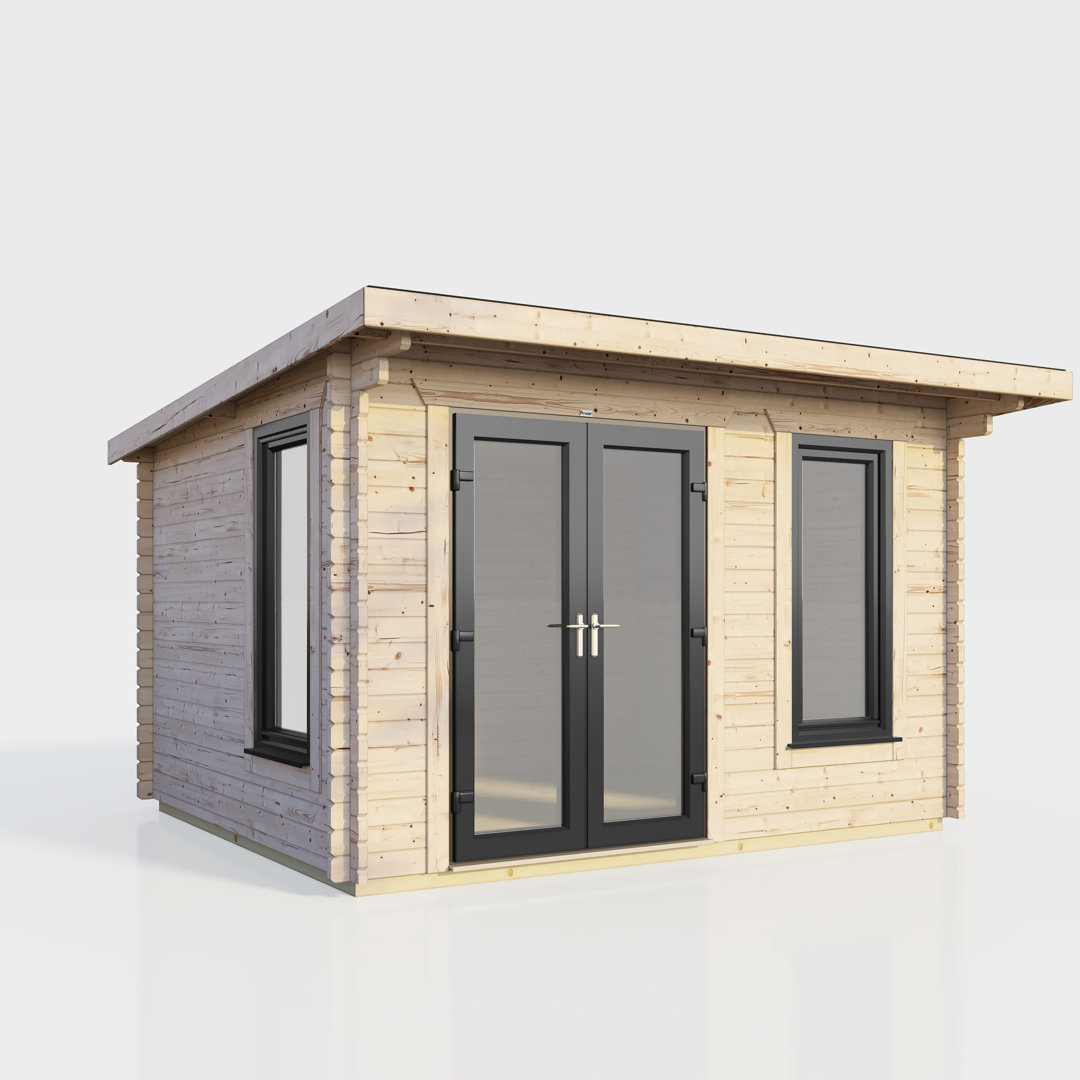 Powersheds 12 x 8ft Pent Log Cabin, Doors to the Left - 44mm