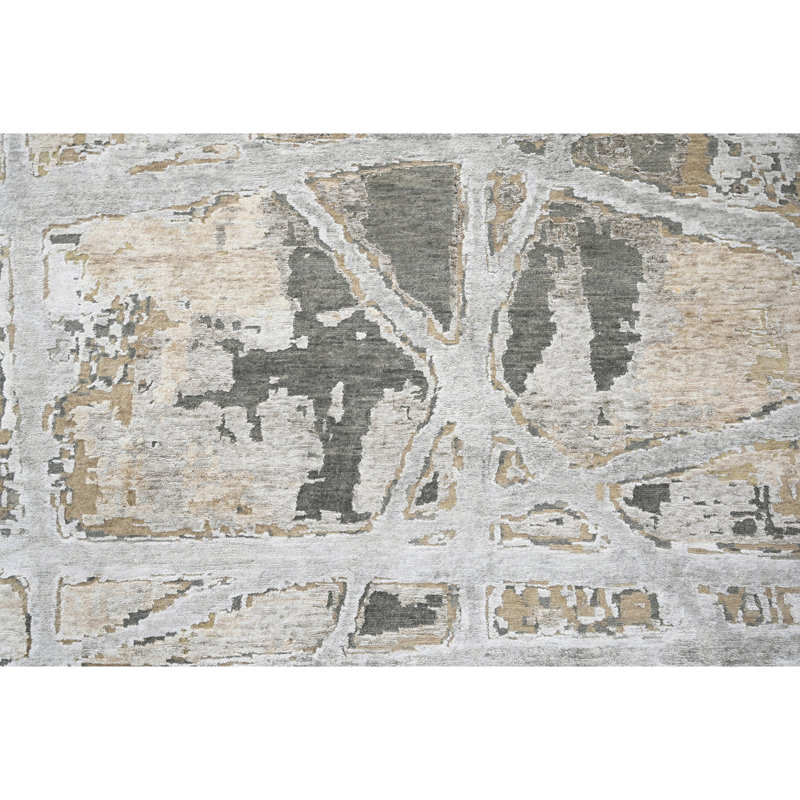 Abstract Area Rug in Gray/Taupe/Ivory, Rectangle 10' x 14'