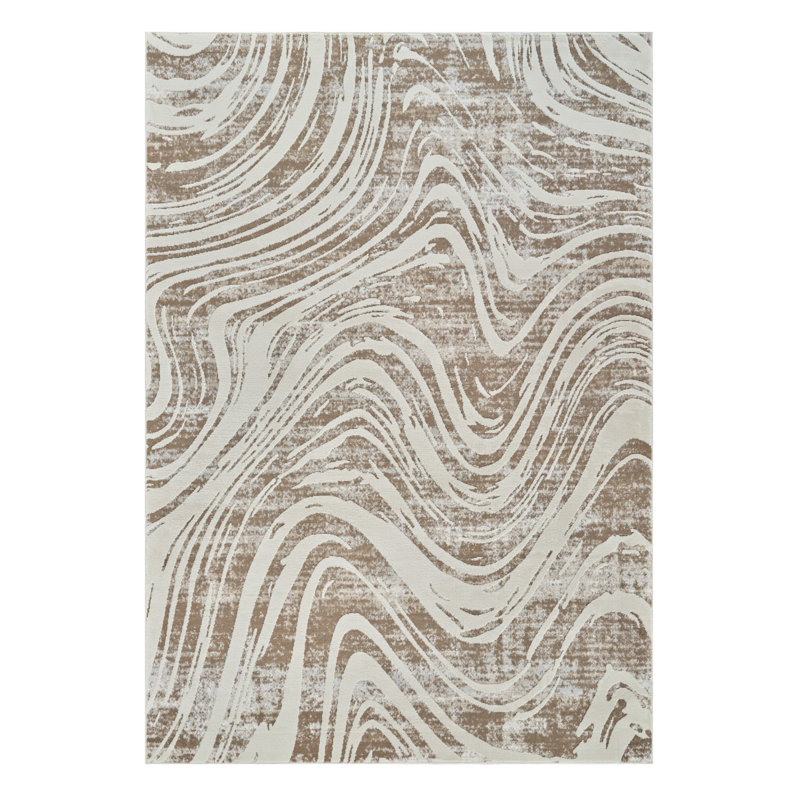 4' X 6' Beige and Brown Abstract Distressed Area Rug
