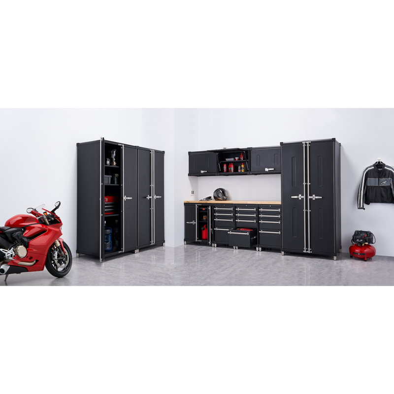 Ensemble de 11 tiroirs de garage en acier massif de calibre 18 avec plateau en bois massif TRINITY PRO