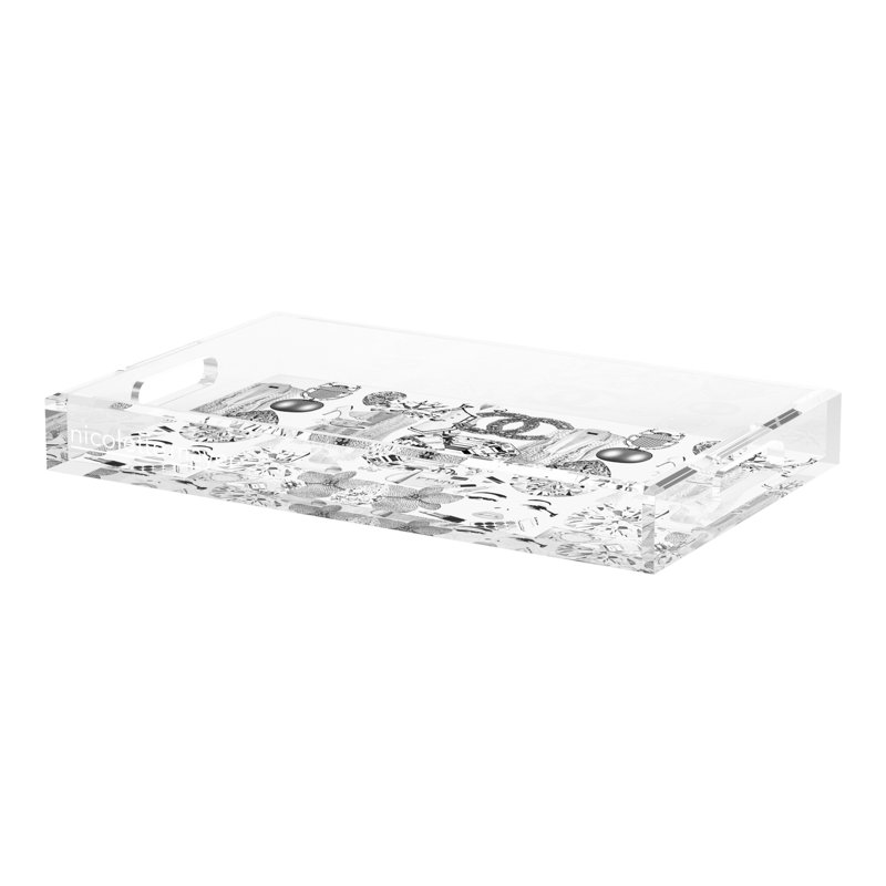 Decorative Tray, 22.5"W x 14.5"D x 2"H, Black White