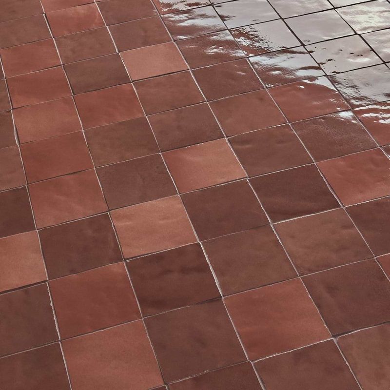 Virello 4x4 Glossy Ceramic Wall Tile, Chestnut Brown