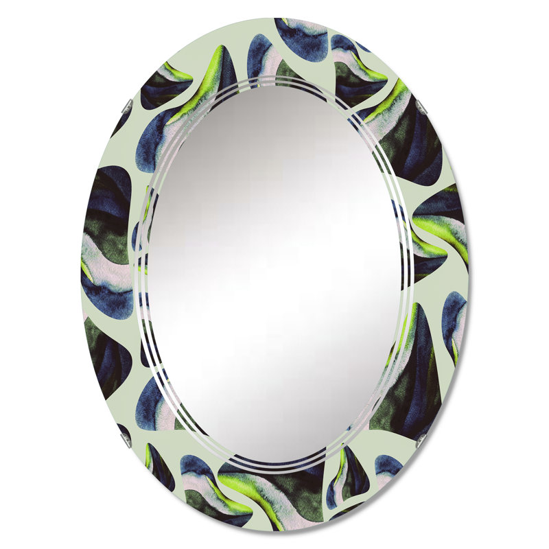 Éléments abstraits vert foncé II - miroir mural moderne, 30 po x 20 po