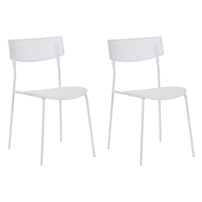 Chaise d'appoint moderne en filet avec dossier incurvé et conception légère pour la salle à manger, le bureau et l'espace de vie - ensemble de 2, blanc