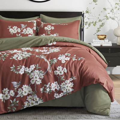 Paradise Garden Egyptian-Quality Cotton Sateen Floral Duvet Cove