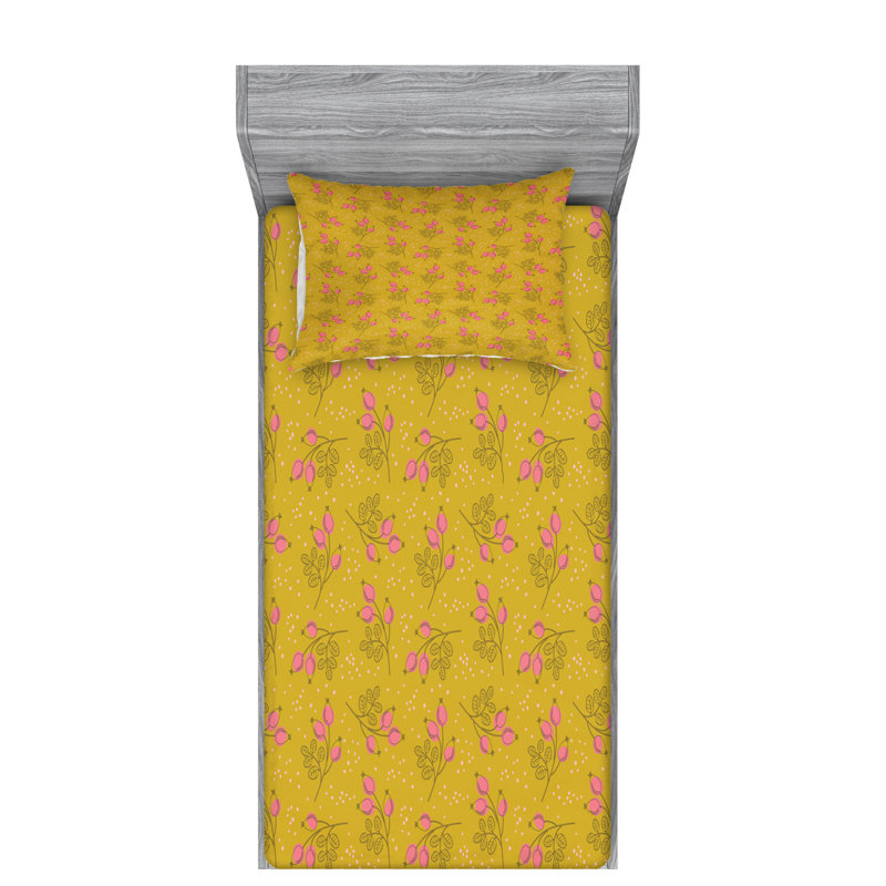 Microfiber Floral Sheet Set, Twin Sheet Set + Fitted Sheet + 1 Pillowcase